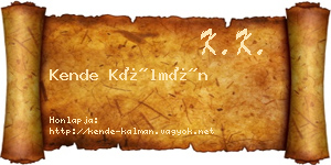 Kende Kálmán névjegykártya